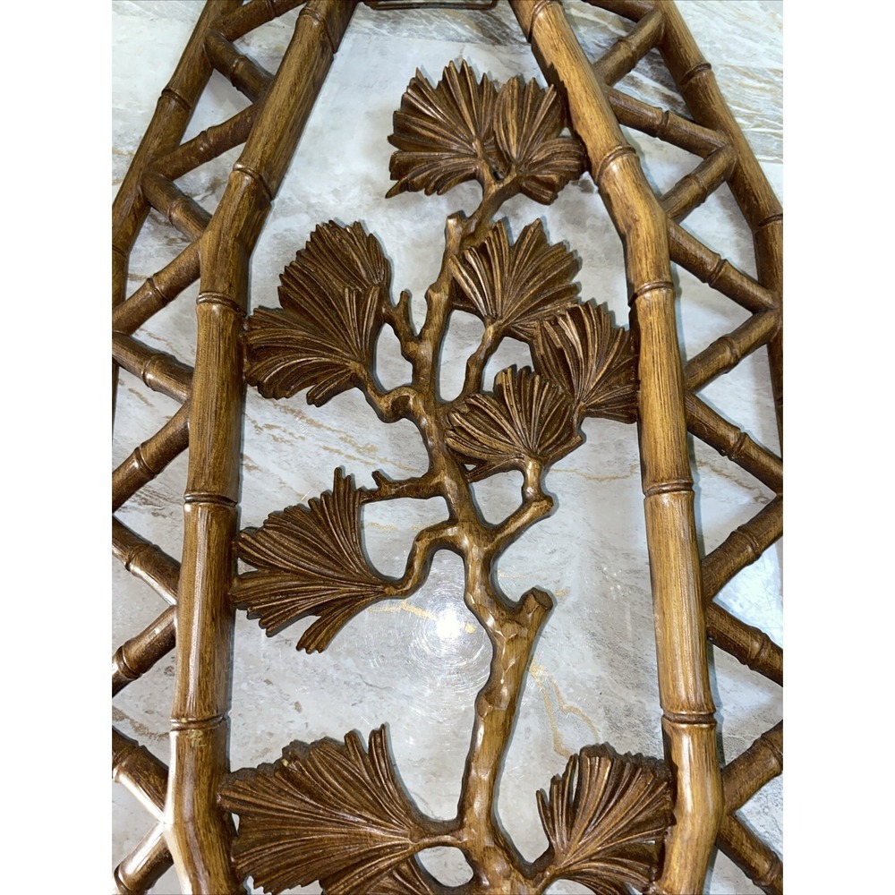 Vtg SYROCO Pair Bamboo Floral Wall Plaques Dart 7412 A & B Homco Retro MCM Boho - Picture 7 of 12